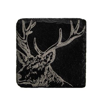 Small image of Single Slate Coaster - Stag