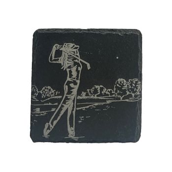 Small image of Single Slate Coaster - Female Golfer